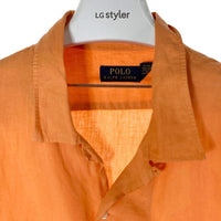 POLO RALPH LAUREN ポロラルフローレン リネンシルク 半袖 オープンカラーシャツ サーモンピンク sizeXXL 瑞穂店
