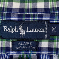 Ralph Lauren ラルフローレン BLAIRE ボタンダウン 半袖チェックシャツ ブルー Size M 福生店