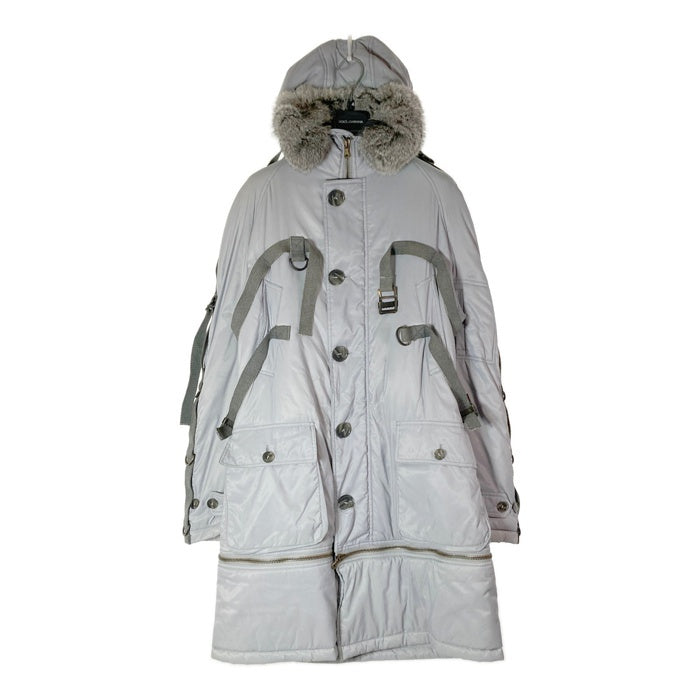 DOLCE&GABBANA ドルチェガッバーナ 03aw parachute coat パラシュート コート 中綿 ラビットファー グレー  size44 瑞穂店