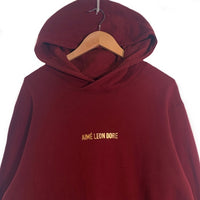 AIME LEON DORE エメレオンドレ ロゴプリント プルオーバーパーカー フーディー バーガンディー Size L 福生店