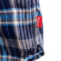 STUSSY ステューシー チェック 半袖シャツ ブルー sizeS 瑞穂店