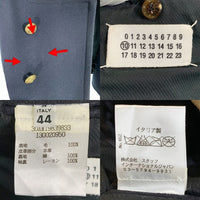 Maison Martin Margiera 10 メゾンマルタンマルジェラ 11AW ウール ムートン切替 ダブルブレスト コート ネイビー ベージュ Size 44 福生店