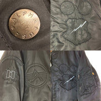 ALPHA INDUSTRIES アルファインダストリーズ TA0114-001 同色ワッペン刺繍 MA-1 フライトジャケット ブラック sizeXL 瑞穂店