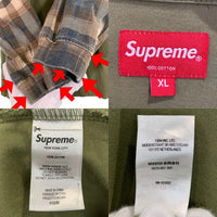 SUPREME シュプリーム 21AW Plaid Sleeve L/S Top フットボールロングスリーブTシャツ チェックスリーブ オリーブ Size XL 福生店