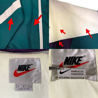 90's NIKE ナイキ 銀タグ 刺繍 ナイロンジャケット ホワイト グリーン USA製 Size L 福生店