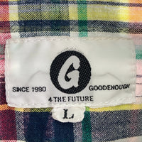 GOODENOUGH グッドイナフ GE-143004 バックロゴ マドラスチェック 長袖シャツ レッドxブルー sizeL 瑞穂店
