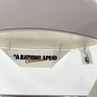 A BATHING APE アベイシングエイプ サルレオパードライン オープンカラーシャツ ホワイト sizeL※襟薄汚れあり★ 瑞穂店