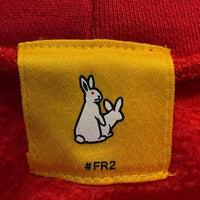 FR2 エフアールツー ロゴプリント プルオーバースウェットパーカー レッド 袖プリント Size L 福生店
