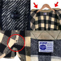 60's SEARS PILGRIM シアーズ ピルグリム バッファローチェック 長袖 ウールシャツ ホワイト ブラック USA製 Size L相当 福生店