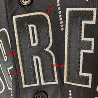Supreme シュプリーム 22SS Rhinestone Stripe Baseball Jersey ラインストーン ベースボールシャツ ブラック sizeL 瑞穂店