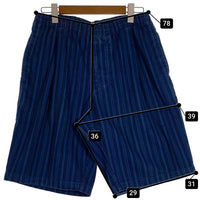 80's STUSSY ステューシー コットン イージーショーツ ハーフパンツ ブルー ストライプ USA製 Size S 福生店