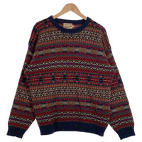 90's WOOLRICH ウールリッチ フェアアイル柄 ニット セーター バーガンディー ネイビー Size L 福生店