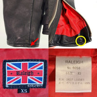 RALEIGH ラリー シープレザー ダブルライダースジャケット ブラック ロンジャン ライトニング型 6058 Size XS 福生店