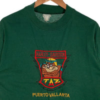 90's~ HARLEY-DAVIDSON ハーレーダビッドソン TAZ タズマニアンデビル 刺繡 Tシャツ グリーン Size L 相当 福生店