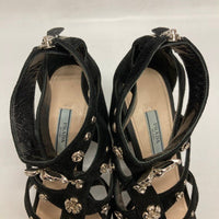 PRADA プラダ 花柄金具 グラディエーターサンダル ブラック size37・1/2 瑞穂店