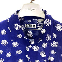 GOODENOUGH グッドイナフ オープンカラーレーヨンシャツ サークルロゴプリント 半袖 ブルー size M 瑞穂店