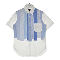 COMME des GARCONS HOMME コムデギャルソンオム HQ-B033 AD2015 ストライプパッチワーク ポケット付き 半袖シャツ ホワイト sizeXS 瑞穂店