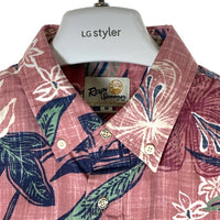 Reyn Spooner レインスプーナー STARGAZER スターゲイザー 裏地使い 片ポケット ボタンダウン コットン アロハシャツ ピンク sizeM 瑞穂店