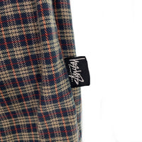 80's STUSSY ステューシー コットン チェック柄 1タックスラックス パンツ ベージュ ネイビー USA製 黒タグ Size 31 福生店