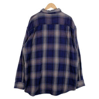 00's ST JOHN'S BAY セントジョーンズベイ フランネル オンブレチェックシャツ シャドー ブルー インド製 Size XXL 福生店