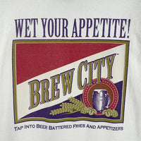 90's~ BREW CITY ブリューシティ クラフトビール プリントTシャツ ホワイト フルーツオブザルーム USA製 Size XL 福生店