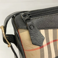 Burberry's バーバリーズ ノバチェック ロゴ透かし レザー ショルダーバッグ ブラック 瑞穂店