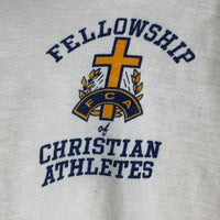 70's 80's Champion チャンピオン バータグ FFELLOWSHIP CHRISTIAN ATHLETES リンガー Tシャツ ホワイト ネイビー Size M 福生店