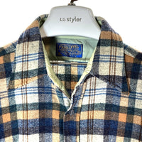 PENDLETON ペンドルトン 70's USA製 ウールシャツ 片ポケット ベージュxブルー sizeM 瑞穂店