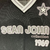 sean john ショーンジョン ロゴプリント ゲームシャツ ブラック sizeXL 瑞穂店