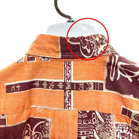 SUN SURF サンサーフ SS31195 干支総柄 ボタンダウン 半袖シャツ オレンジ sizeM※襟汚れあり 瑞穂店