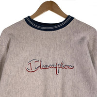 Champion チャンピオン REVERSE WEAVE リバースウィーヴ 刺繍ロゴ クルーネック スウェット グレー Size XX-LARGE 福生店