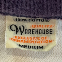 WAREHOUSE ウエアハウス QUEENSBOROUGH プリント 七分袖 カットソー ホワイト ネイビー Size M 福生店