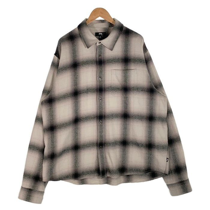 STUSSY ステューシー 22AW Hellshire Plaid Shirt オンブレチェック フランネルシャツ グレー コットン 1110261  Size XL 福生店