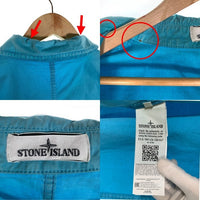 STONE ISLAND ストーンアイランド 20SS OLD EFFECT CANVAS OVERSHIRT オールドエフェクト キャンバスジップアップオーバーシャツ ターコイズブルー 7215114WN Size 3XL 福生店