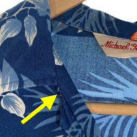 Michael Gerald ミカエルジェラルド レーヨン アロハシャツ ブルー オオハシ Size S 福生店