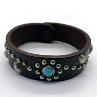 HTC エイチティーシー フラワースタッズ レザーブレスレット ブラウン Size 腕周り約18cm 福生店