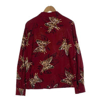 STUSSY ステューシー レーヨン オープンカラーロングスリーブシャツ バタフライプリント ボルドー Size M 福生店