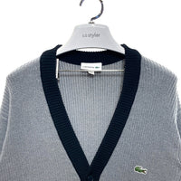 LACOSTE ラコステ ハイブリッドワッフルニット カーディガン グレー ブラック AH147EL Size FR3 瑞穂店