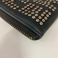 HYSTERIC GLAMOUR ヒステリックグラマー スタッズロゴ レザー ミニウォレット ブラック ※カードケース剝がれアリ、ストラップナシ 瑞穂店