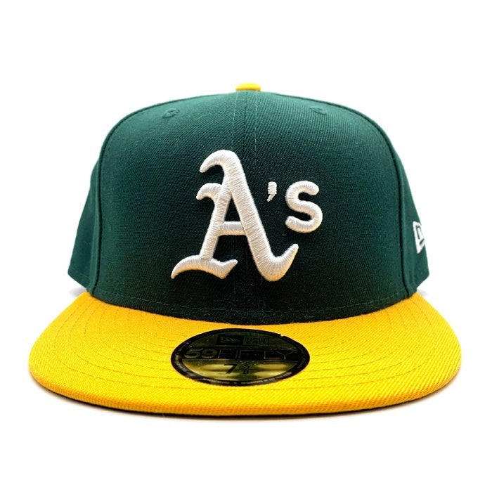 New Era ニューエラ 59FIFTY オークランド・アスレチックス ベースボールキャップ グリーン イエロー Size 7 5/8  (60.6cm) 福生店