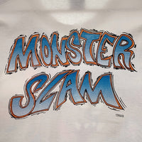 90's LOONEY TUNES ルーニー・テューンズ MONSTER SLAM プリントTシャツ タズマニアンデビル 袖裾ダブル ホワイト 1996コピーライト Size XL 福生店