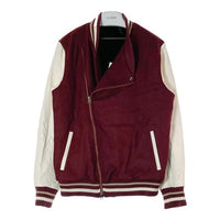 glamb グラム 袖フェイクレザー ウールスタジャン ダブル GB15WT/JKT11 バーガンディー Size 4 瑞穂店