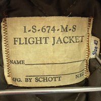 Schott ショット A-2型 レザーフライトジャケット ブラウン グリーンリブ Size42 瑞穂店