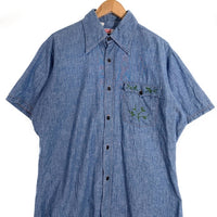 70's Levi's リーバイス シャンブレーシャツ 半袖 ライトブルー USA製 ヒッピー Size L 福生店