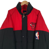 90's NBA CHICAGO BULLS シカゴ・ブルズ PRO PLAYER 中綿 ジャケット ブラック レッド Size L 福生店