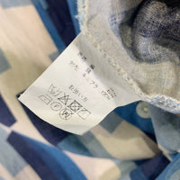 Starry Gate スターリーゲート ジェラード リネン コットン オープンカラーチェックシャツ 半袖 ブルー ホワイト Size L 福生店