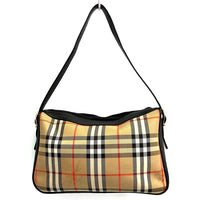 Burberry's バーバリーズ ノバチェック ロゴ透かし レザー ショルダーバッグ ブラック 瑞穂店