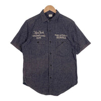 FREEWHEELERS フリーホイラーズ シャンブレー ワークシャツ 半袖 チンストラップ プリント Size 16 福生店
