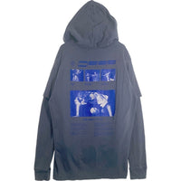 OFF-WHITE オフホワイト 19AW Hardcore Caravaggio Double Tee Hood ハードコア カラヴァッジョ レイヤードパーカー ダークグレー OMAB033F19185009 Size L 福生店