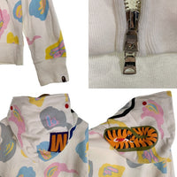 A BATHING APE アベイシングエイプ Shark Zip Hoodie シャーク フルジップアップ スウェットパーカー ホワイト マルチ 001ZPH301023X Size XL 福生店